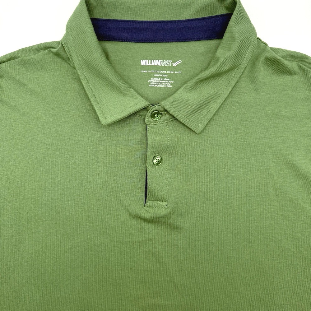William Rast Polo Shirt Men XXL Green Pima Cotton Modal Stretch Short Sleeve
